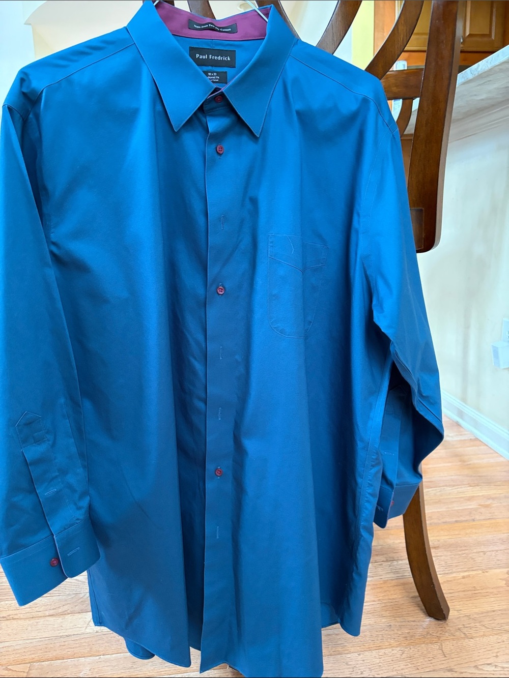 Paul Fredrick Deep Teal Long-Sleeve Dress Shirt